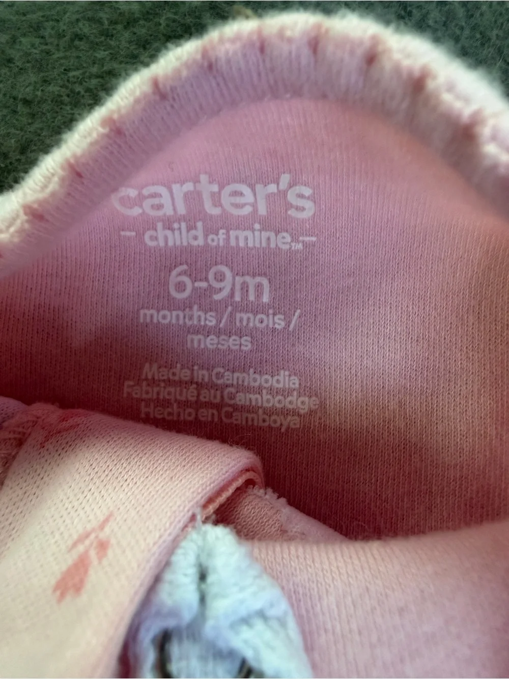 Carters Little Sister Pink Baby One-Piece Footed Sleeper 6-9 Months
